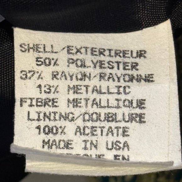 Talbots Brocade Blazer Gold Green Metallic Single Button Jacket Size 12 - Picture 6 of 6